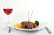 delicious steak on white background