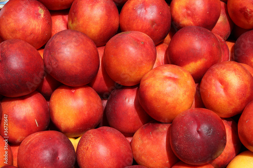 Photo: Nectarines at a market Nectarines at a market