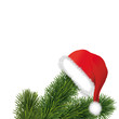 Tannenzweig mit Weihnachtsmütze