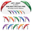 Vector corner ribbons - new, best, buy, free, sale angled label.