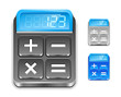 Calculator icon. Black, silver and blue color.