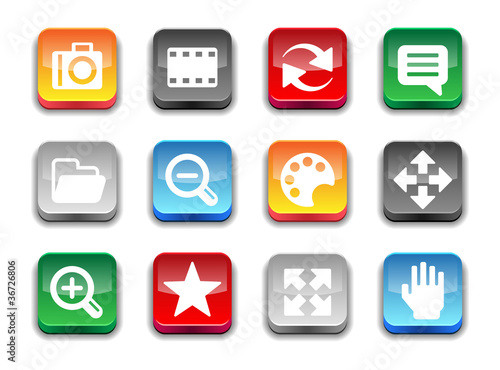 Vector: 3d glossy simple foto icons. 3d glossy simple foto icons.