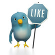 Bluebird with LIKE sign