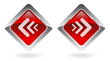 red vector buttons set  "previous-next"