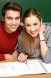 Students doing homework together