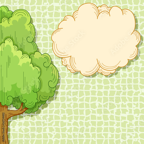 Vector: Abstract cartoon tree with cloud for your text Abstract cartoon tree with cloud for your text