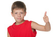 Photo: Handsome boy demonstrates thumb up Handsome boy demonstrates thumb up