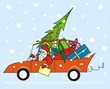 santa claus in the car