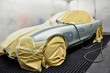 Car in a paintbox ready to paint.
