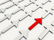 white Arrows with one outstanding red arrow
