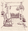 Vector drawing rocking chairs on the veranda Vector drawing rocking chairs on the veranda