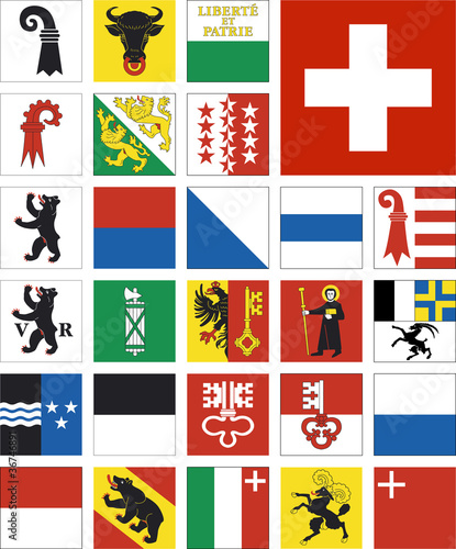 Vector: Schweiz, Kantone Schweiz, Kantone