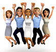 3D Happy business group