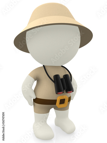 Illustration: 3D explorer on a safari 3D explorer on a safari