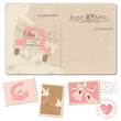 Photo en ligne au meilleur prix Vintage Postcard and Postage Stamps - for wedding design