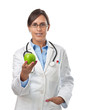 Doctor giving an apple as a healthy eating example