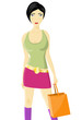 woman with shopping on a isolated background, vector