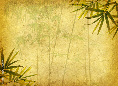 Photo: design of chinese bamboo trees with texture of handmade paper design of chinese bamboo trees with texture of handmade paper