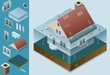 isometric flooded house