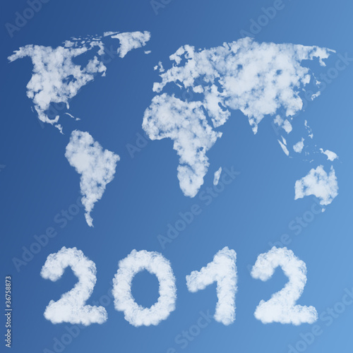 Illustration: Happy new year 2012 clouds concept Happy new year 2012 clouds concept