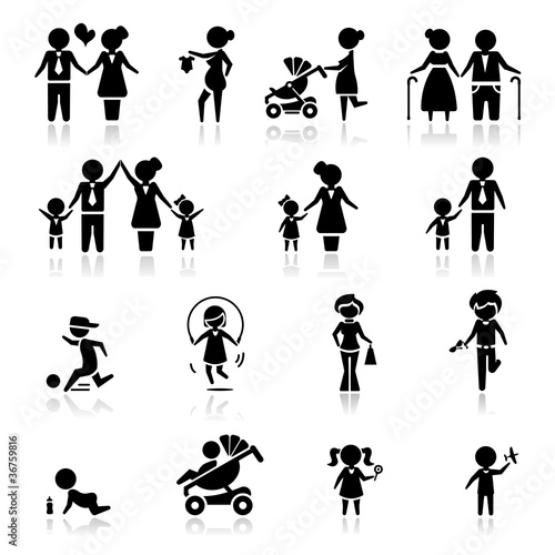 Vector: Icons set people and family Icons set people and family