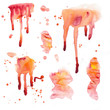 Several watercolor painted stains and drops
