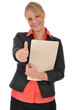 Junge Frau mit Bewerbungsmappe