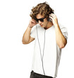 man listening music