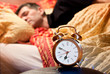 room clock man lazy sleep wake alert