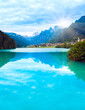 Alpine summer lake view
