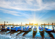 Venice gondolas at sunset