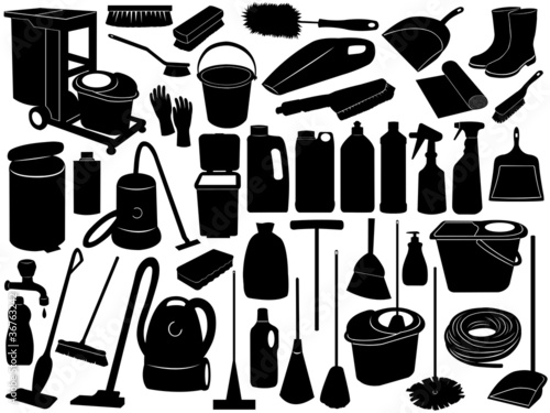 Vector: Cleaning objects isolated on white Cleaning objects isolated on white