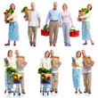 Senior couple with grocery cart. Senior couple with grocery cart.