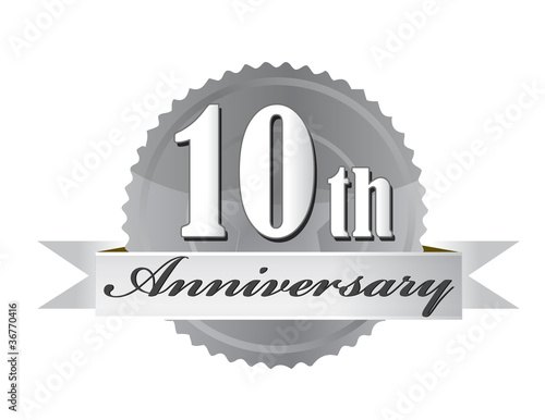Illustration: 10th anniversary seal illustration design on white 10th anniversary seal illustration design on white