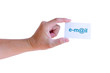 hand holding e-mail card isolated hand holding e-mail card isolated