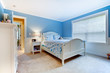 Photo: Blue girls kids bedroom interior. Blue girls kids bedroom interior.