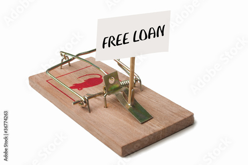 Photo: Mousetrap with free loan sign Mousetrap with free loan sign
