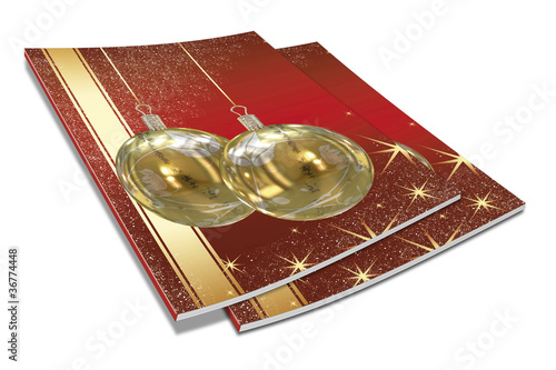 Illustration: Libro con ilustraciones 3d de bolas de Navidad Libro con ilustraciones 3d de bolas de Navidad