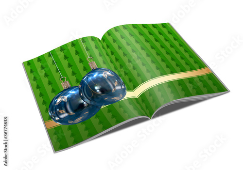 Illustration: Libro con ilustraciones 3d de bolas de Navidad Libro con ilustraciones 3d de bolas de Navidad