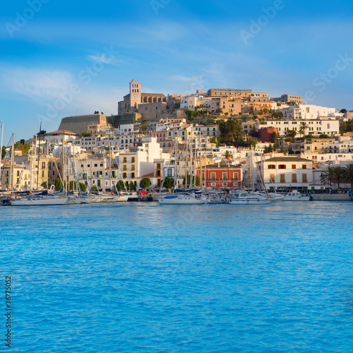 Photo: Ibiza Eivissa town with blue Mediterranean Ibiza Eivissa town with blue Mediterranean