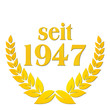 seit 1947  jubiläum lorbeerkranz lorbeer gold