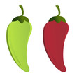 red and green Jalapeños on a white background