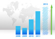 blue years bar chart illustration design with map background