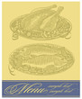 Vector restaurant menu design with roasted chicken and fish Vector restaurant menu design with roasted chicken and fish