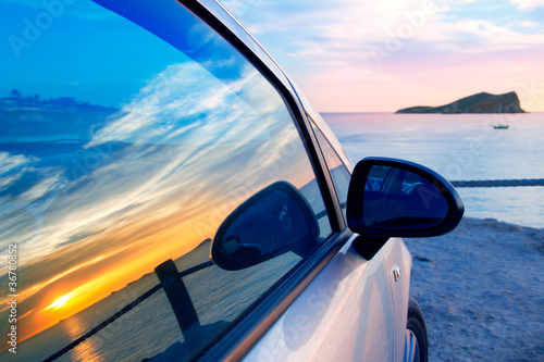 Photo: Ibiza cala Conta Conmte in window car glass Ibiza cala Conta Conmte in window car glass