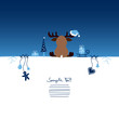 Card Reindeer Santa´s Hat & Symbols Blue
