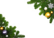 Christmas composition made of decorated fir-tree branches