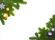 Christmas card frame made of fir-tree branches decorated