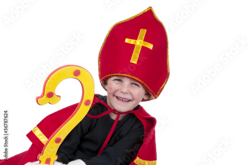 Photo: boy smiling and dressed up as Dutch Sinterklaas boy smiling and dressed up as Dutch Sinterklaas