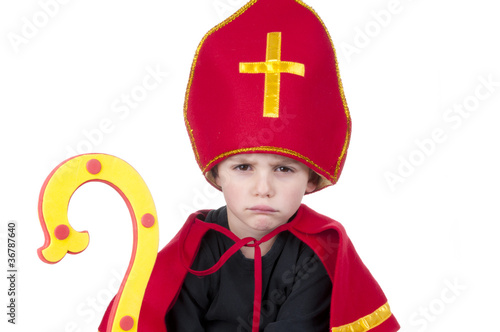 Photo: boy as Sinterklaas looking angry boy as Sinterklaas looking angry